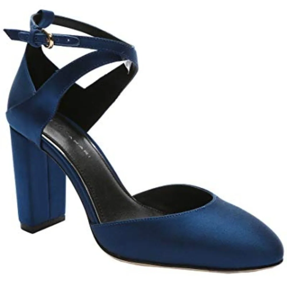 Elie Tahari Colette Teal Blue Satin Shoes 9.5 / 40
